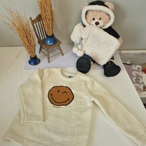 White Smiley Face Sweater